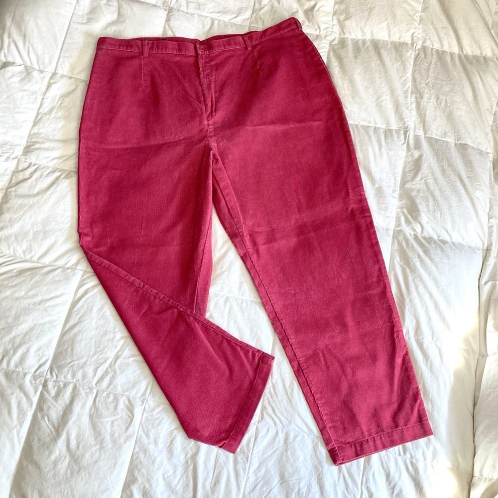 Deadstock NWT Lands End Corduroy Pants Womens 26W-Reg (45"Wx30.5"Ins) Coral Pink
